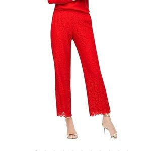 J Crew Red Peyton Lace Cropped Pant